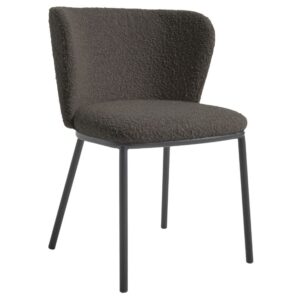 Kave Home Černá bouclé jídelní židle Ciselia