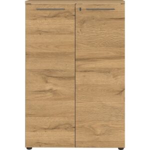 Germania Grafitově šedá kancelářská skříňka Agenda 120 x 80 cm s dubovým dekorem