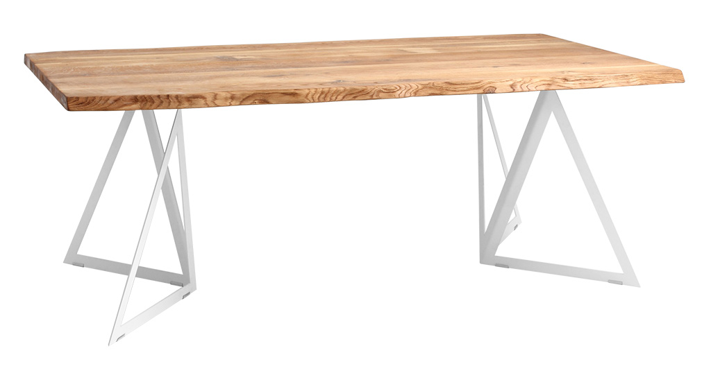 Nordic Design Dubový jídelní stůl Geometric 200 x 100 cm s bílou podnoží