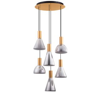 Nova Luce Kouřově šedé skleněné závěsné LED světlo Voi 52 cm