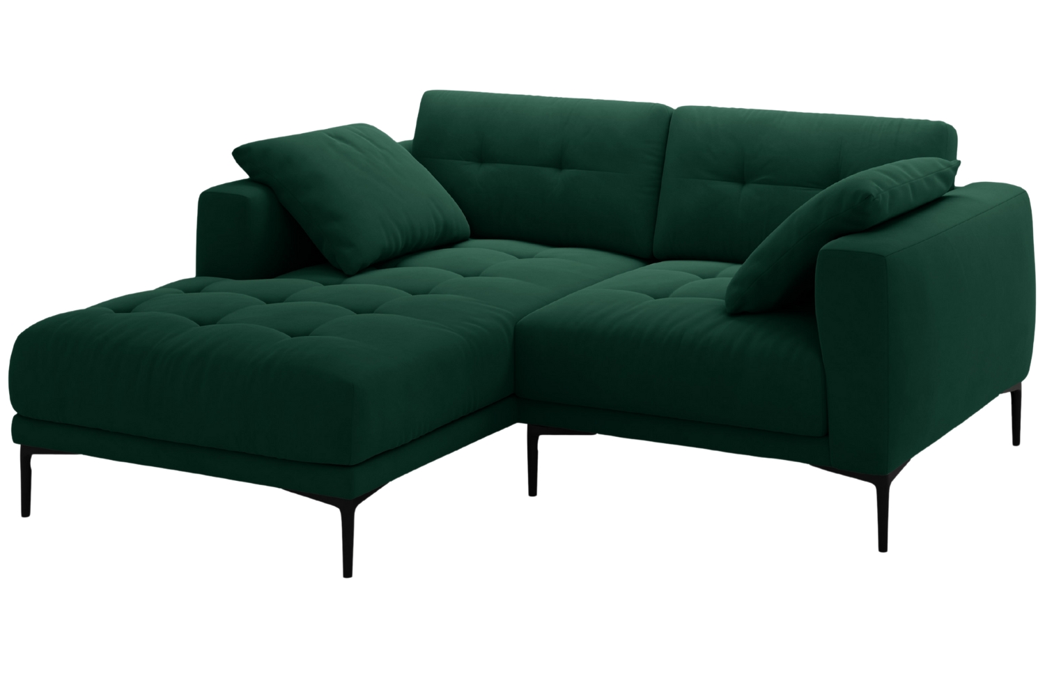 Micadoni Lahvově zelená sametová rohová pohovka Bemy 205 cm