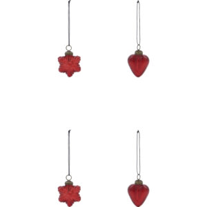 House Doctor Červené skleněné vánoční ozdoby Heart & Star