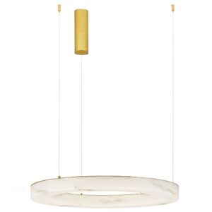 Nova Luce Bílé závěsné LED světlo Vaster 60 cm se zlatým zavěšením