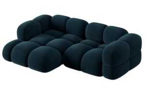 Cosmopolitan Design Tmavě modrá sametová rohová pohovka Loretto 250 cm