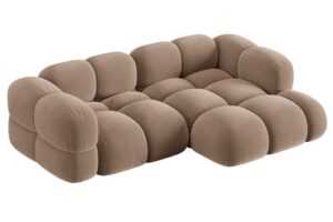 Cosmopolitan Design Tmavě béžová sametová rohová pohovka Loretto 250 cm