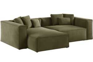 Cosmopolitan Design Zelená sametová rohová pohovka Aveiro 254 cm